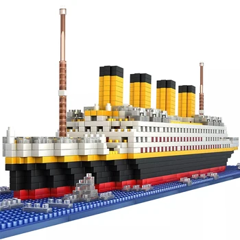 WLtoys Negru Pearl/Titanic RMS Croazieră/Pirate Ship Model de Asamblare Blocuri Kituri Mini Nano Cărămizi DIY pentru Copii Jucarii Pentru copii 14