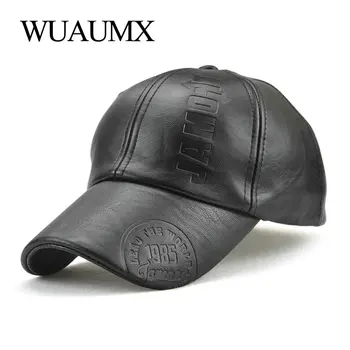 Wuaumx de Înaltă Calitate PU șapcă de Baseball Pentru Bărbați Solid Capac Faux din Piele Toamna Iarna Barbati Șapcă de Baseball Șapcă de Camionagiu Street Wear 16