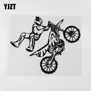YJZT 21.9CMX18.1CM Stunt Bike Motocicleta Motocros Vinil Autocolant Auto Negru/Argintiu 8A-0907 3