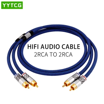 YYTCG Cablu Audio 2RCA la 2 RCA tata-tata cu placat Cu Aur 6N OCC 1M 1,5 M 2M 3M Pentru Home Theater Amplificator DVD TV 9