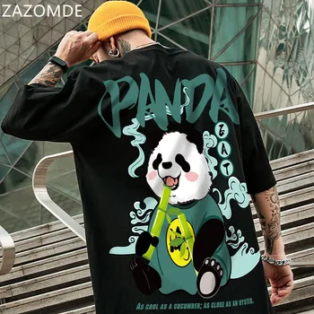 ZAZOMDE 2022 Hip Hop Tees T-Shirt Stil Chinezesc Panda Harajuku Vrac Barbati Tricou Casual de Vara Noi Supradimensionate de sex Masculin Haine Punk 7