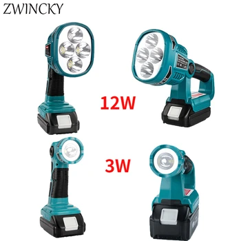 ZWINCKY 3W/12W 18V Lampă cu LED-uri Lumina de Lucru cu Lanterna Pentru Makita 4 Moduri(FARA Baterie,FARA Incarcator)Baterie de Litiu USB Iluminat Exterior 5