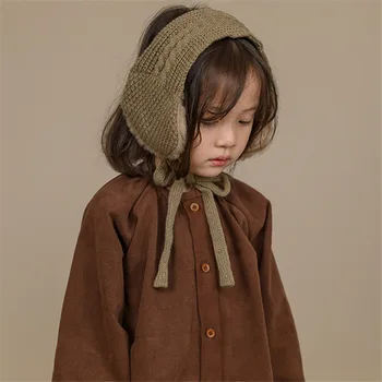 Îngroșa Copii Căști Stil Japonez Handmade Tricotate Cald Băieți Fete Strappy Solid De Culoare De Toamna Drăguț Accesorii De Iarna Noi
